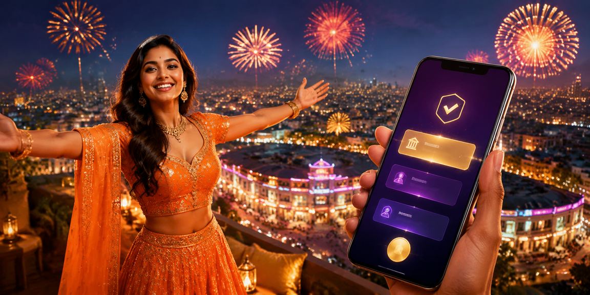 User accessing login on neon-lit platform in India
